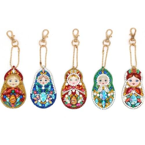4/5Pcs DIY Diamond Painting Keychains Full Drill Special Shaped Diamond Key Buckle Women Girls Key Chain Ring Bag Decor