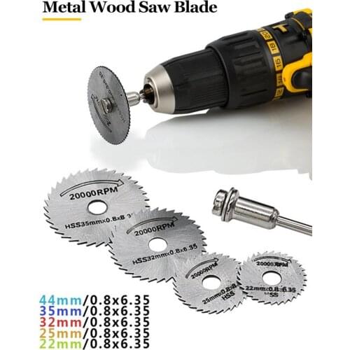 5PCS Kit Mini HSS Circular Saw Blade Connecting Rod Wood Cutting Saw Metal Rotary Discs Drill Power Tool