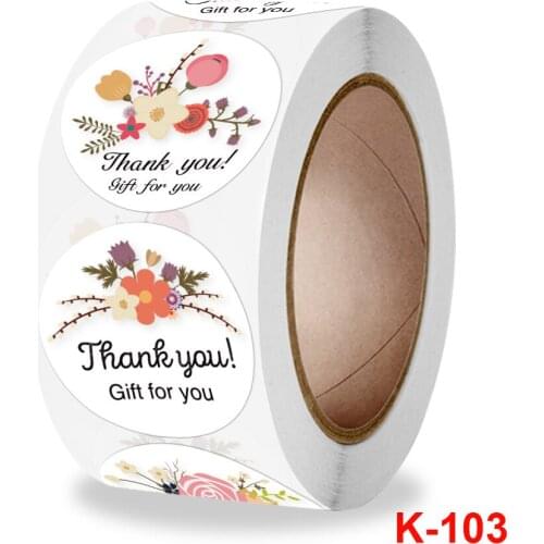 500pcs/roll stationery supply Flowers "Thank you Gift for you"sticker for envelope sealing labels sticker