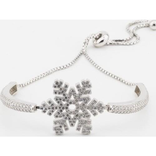 925 Sterling Silver Bracelet with Snowflake Design and Lift System
