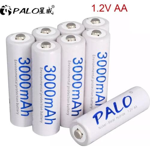 PALO 1.2V AA rechargeable batteries 3000mAh Ni-MH 100% original high capacity current AA battery rechargeble for camera ,toys