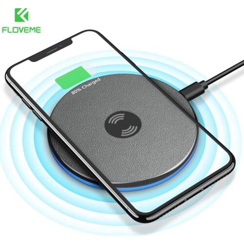 FLOVEME Qi Wireless Charger For iPhone X XR XS Max Ultra Thin Wireless Charging Pad For Samsung S9 S8 Note 9 USB Phone Chargers