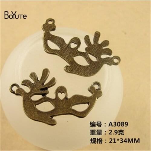 BoYuTe (50 Pieces/Lot) 21*34MM Antique Bronze Plated Zinc Alloy Masks Charms Connector Diy Metal Jewelry Findings Diy Handmade