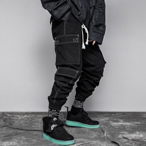 Techwear Streetwear Hip Hop Cargo Pants Men Black Loose Multi Pockets Harem Trousers Oversized Harajuku Punk Casual Sweatpants