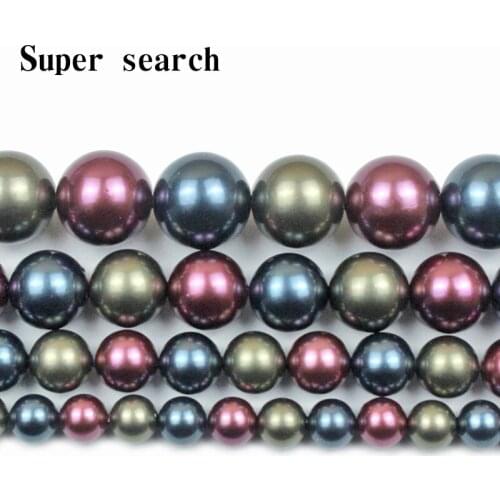Natural Round Loose Spacer Finding Beads Black Multicolor Shell Pearl Beads For Jewelry Making Diy Necklace Bracelet 6/8/10/12m