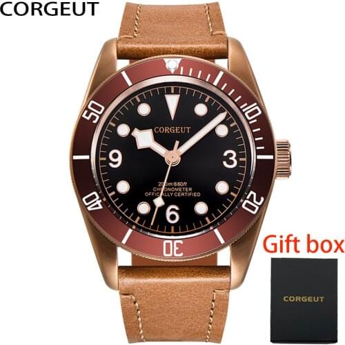 CORGEUT New Luxury Sport Mens Watches Waterproof Mechanical Clock Leather Male Wristwatch Relogio Masculino Fashion Gift for Men