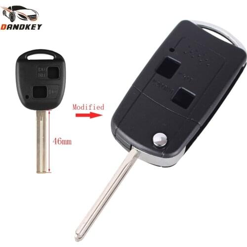 Dandkey 46mm Key Blade Modified 2 Button Flip Key Shell For Lexus GX470 RX350 ES300 ES330 RX300 RX400h SC GS LS Folding Key Case