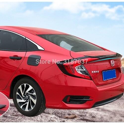 For Honda Civic Spoiler 10th 2016 2017 ABS Plastic Unpainted Color Rear Roof Spoiler Wing Trunk Lip Boot Cover Car Styling