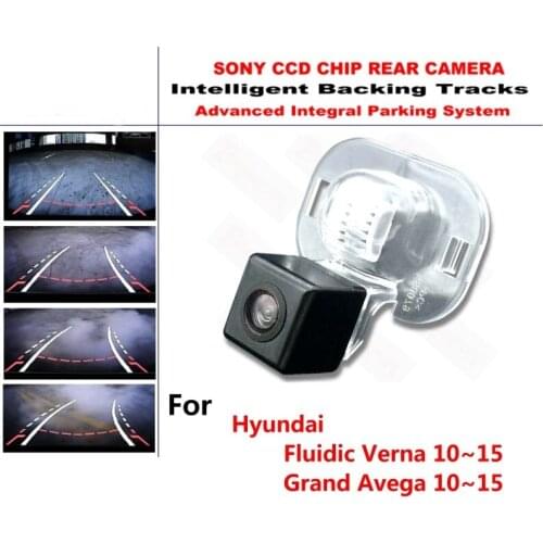 For Hyundai Fluidic Verna Grand Avega 10~15 CCD Intelligent Dynamic Trajectory Rear View Reverse Backup Tracks Camera Waterproof