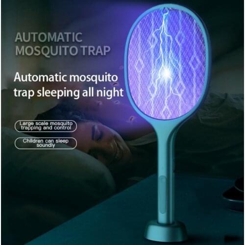 1pcs Home Electric Flies Swatter Killer USB Rechargeable LED Lamp Summer Mosquito Trap Racket Portable Anti Insect Bug Zapper