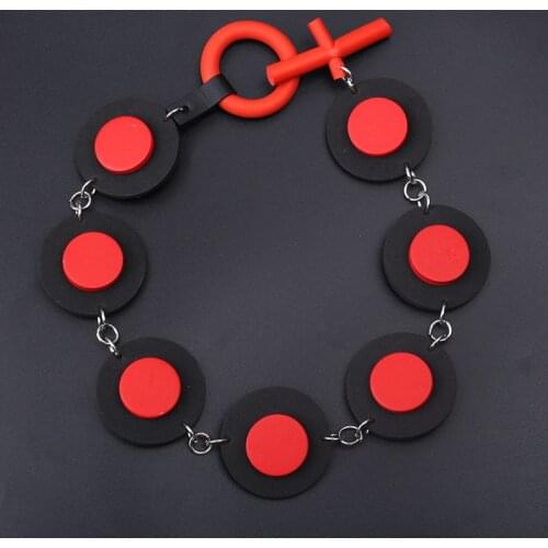 Ethnic Red Black Color Wood Beads Necklace Charm Collar Choker Emo Necklace For Women Hip Hop Handmade Trendy Choker Jewelry