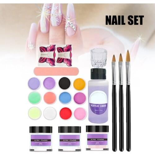 Nail Tools 12-Color Carving Powder Set Nail Powder No Tail Butterfly Paper Holder Set Extension Crystal Liquid Pen WH998