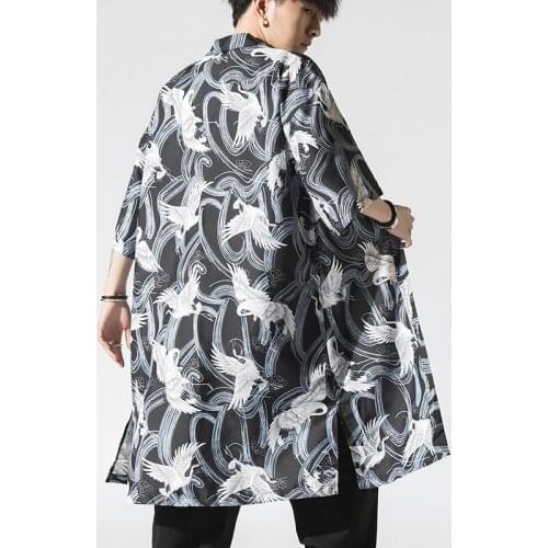 2021 Original Men Japan Style Kimono Cardigan Shirt Coat Traditional Loose Printing Fashion Casual Thin Jacket Summer Outerwear