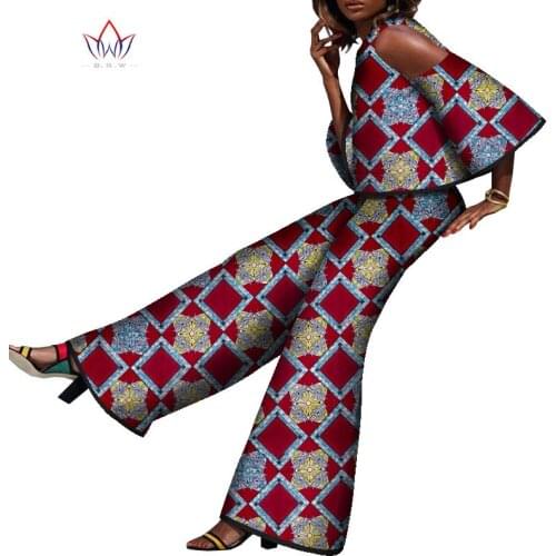 2 Pieces Set African Women Top and Pant Set Dashiki Print Trousers Sets African Women Clothing Customize African Clothes WY8271