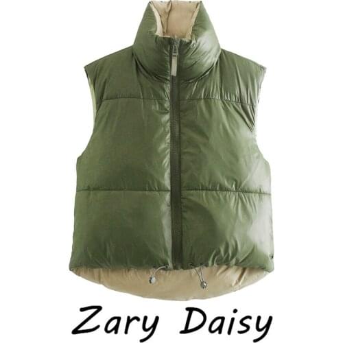 Zary Daisy short European and American autumn and winter new wild wear loose thick warm vest jacket