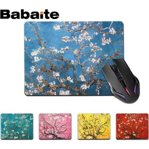 Babaite Van Gogh Branches Of An Almond Tree In Blossom small Mouse pad PC Computer mat Top Selling Wholesale Gaming Pad mouse