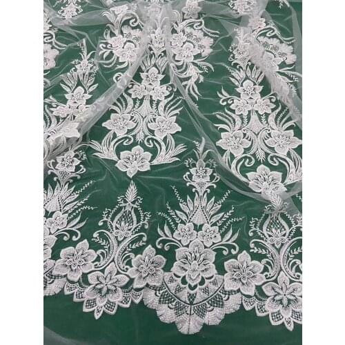 Embroidery lace fabrics with lace appliques lace boarders for bridal dreses wedding dress lace