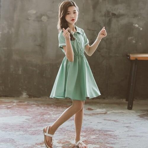 Summer princess Dress Green lace dress cotton dress 110cm-160 suitable for girls