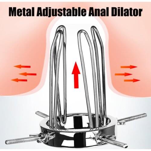 Metal Adjustable Huge Anal Dilator Vaginal Speculum Clean Big Butt Plug Anal Fisting Expansion Device SM Sex Tools For Women Men