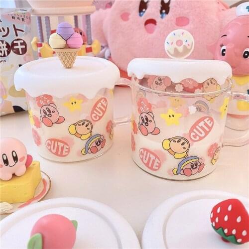 Lovely home dormitory commonly used girl heat-resistant milk cover cup breakfast transparent straw cup New