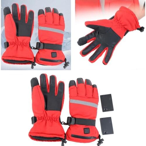Motorcycle Electric Heated Gloves Touch Screen Winter Hand Warm Waterproof Windproof Mittens 3 Heating Levels for Cycling Ski