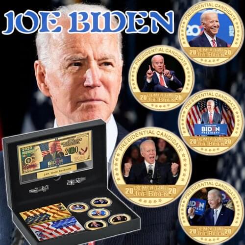 US President Joe Biden Gold Plated Commemorative Coin Set Collectibles USA Challenge Coins Original Coin Medal Gifts for Man