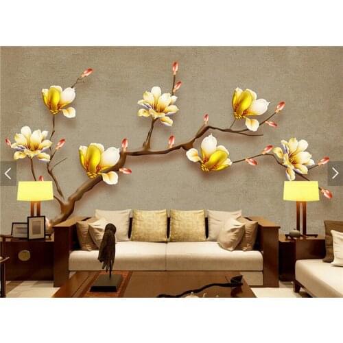 Custom Magnolia Denudata Wall Photo Mural 3D Wallpaper for Living Room Bedroom Wall Decor Wallcovering Flower Wall Papers Roll