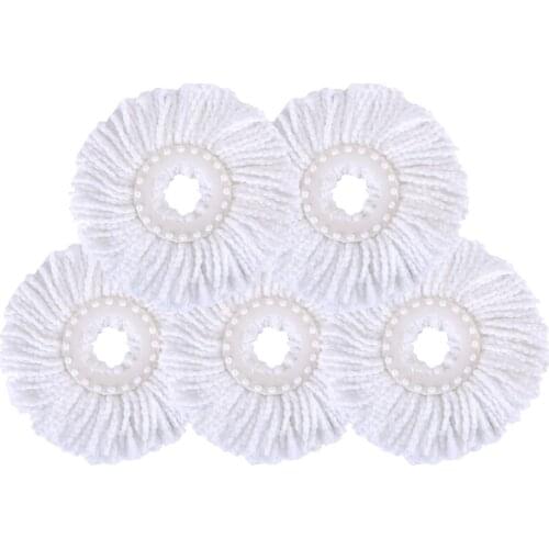 2021 New 5 Pcs Rotating Mop Head Pads Replacement Microfiber Spin Mop Head Refills Round Cloth Rag Cleaning Tool