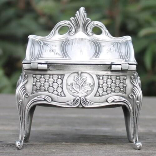 New arrival vintage metal jewelry box with delicate pattern/ Retro pewter plated trinket box/ gift box for wedding