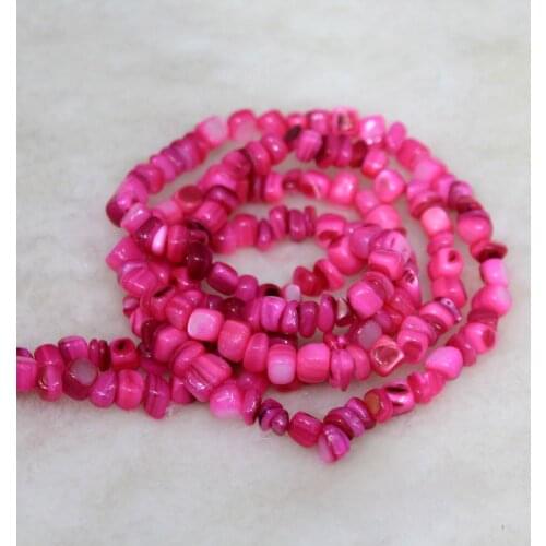 Wholesale Gravel Shape 5-8 mm Square Natural Shell Dye Rose Red Beads For Jewelry Making Stone DIY Bracelet Necklace Strand 34