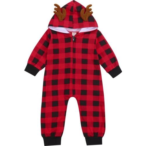 2021 Baby Autumn Jumpsuit, Plaid Hooded Long Sleeves Romper with Zipper for Toddler Girls, Boys, 0-24 Months