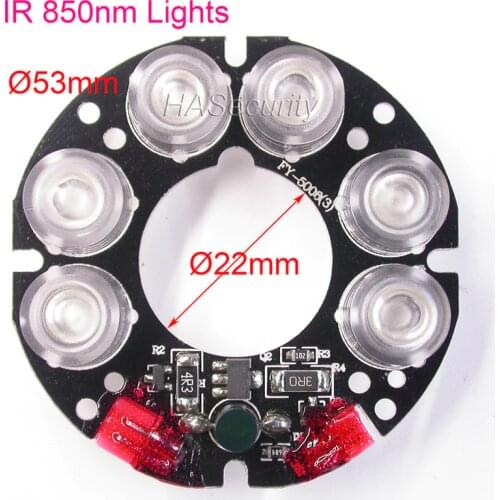Infrared 6x SMT flat type IR LED board module for CCTV camera night vision (diameter 53mm / 22mm) 80 degree emitting angle ONLY