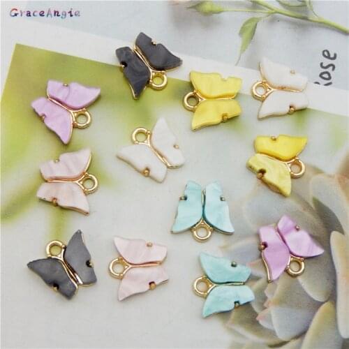 6pcs Butterfly Charms Lovely DIY Animal Pendant Enamel Charms Butterfly Pendant DIY Popular Metal Necklace Earrings Accessories