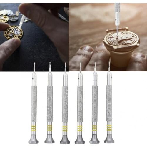 Professional 6 Pcs Watch Repairing Tool Slotted Screwdriver with Anti-skid handle for Watchmaker 0.8/1.0/1.2/1.4/1.6/1.8mm j