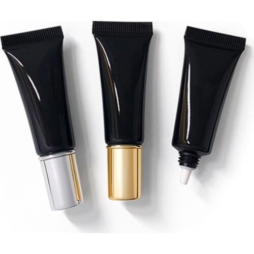 10ml Empty Plastic Lip Gloss Tubes Empty Balck Eye Cream Cosmetics Container Emulsion Travel Refillable Bottle 50pcs/lot