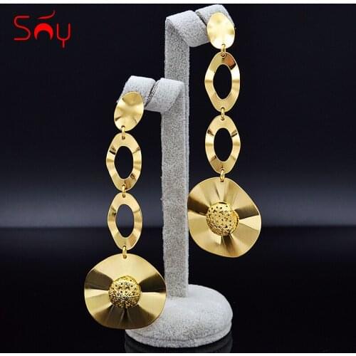 Sunny Jewelry Ethnic Jewelry Big Earrings Long Drop Dangle Earrings For Women Round Earrings For Party Wedding Birthday Gifts