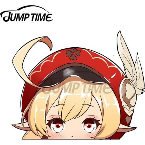 Jump Time 13 x 10cm For Genshin Impact Klee Peeker Car Stickers Cartoon Motor Refrigerator Decal Windshield Waterproof Graphics
