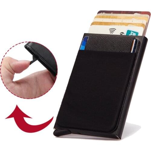 Pop Up RFID Card Male Wallet Mini Package Fashion Aluminum Metal Protective Gear Storage Bag Smart Quick Release Women Wallet