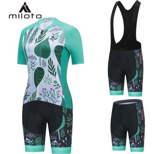 Miloto women cycling sets summer Bicycle Jersey Set Female MTB Ropa Ciclismo breathable Girl Cycle Wear Road Bike Bib Shorts