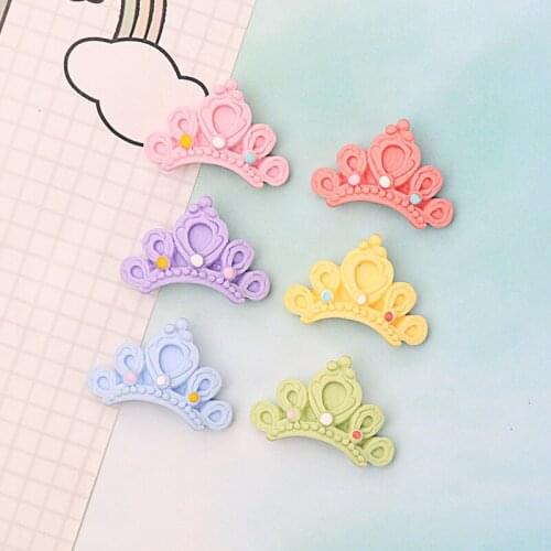 10Pcs Colorful Crown Flatback Resin Cabochon Scrapbooking for Phone Decor Kawaii DIY Embellishments Childrens Hair Accessories