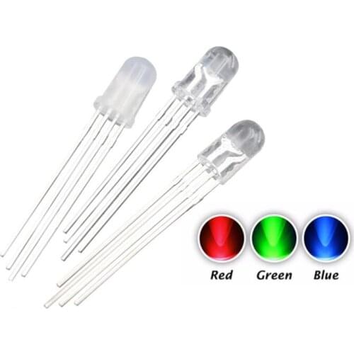 20pcs 5mm RGB LED Common Cathode / Common Anode Tri-Color Emitting Diodes f5 RGB Diffused / Transparent Highlight for arduino