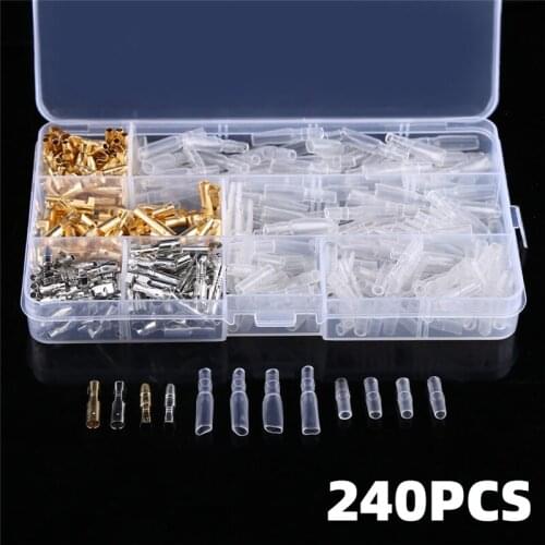 240Pcs 3.5mm 4mm Car Auto Motorcycle Bullet Terminal Male Female Wire Bullet Crimp Connectors Terminal +Insulation Sheath