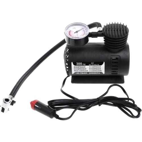 300 PSI 12V Car Portable Mini Air Compressor Electric Tire Inflator Pump w/Gauge T21E