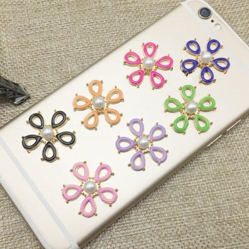 50pcs Flower Buckle Button Metal Hairpin Hair Clip Jewelry Flatback Floating Enamel Earrings Nacklace bracelet Shoes Accessories