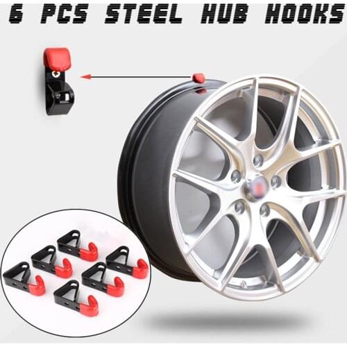 New 6pcs Metal "J" Tire Wheel RIM Hub Hook Wheel Shop Display Stand Rack Wall Mounted Hanging Hook with Expansion screws