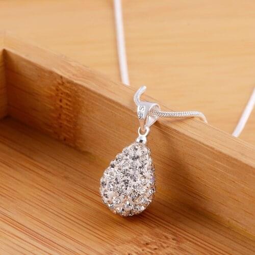 925 Sterling Silver 18 inches Beautiful AAA Zircon Drop-Shaped Pendant Necklace For Women Fashion party Jewelry Christmas Gifts