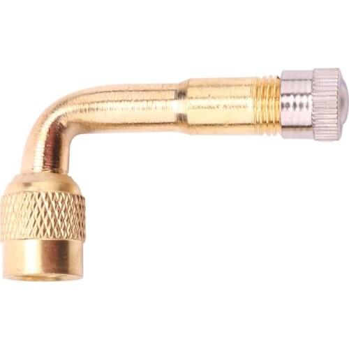 90 Degree Bend Tire Valve Extension Adapter, Brass Air Tyre Extension Schrader Valve Adapter for Motorcycle, Bike, Mower and Sco