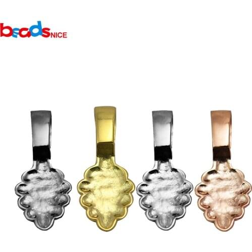 Beadsnice pure silver 925 leaf glue-on flat pad bail best friends pendant necklace bails jewelry DIY accessory for design ID3398