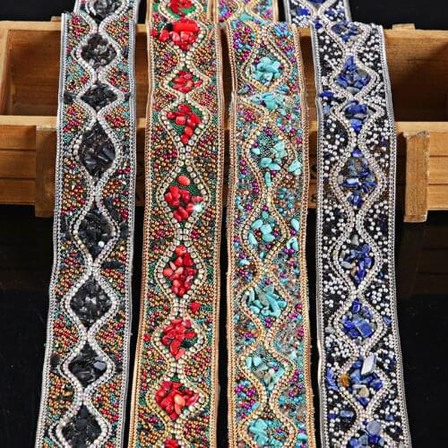 1 Yard Ethnic Apparel Accessories Rhinestone Chain DIY Adhesive Crystal Strip Hot Hotfix Dress Shoes Bag Clothing Craft