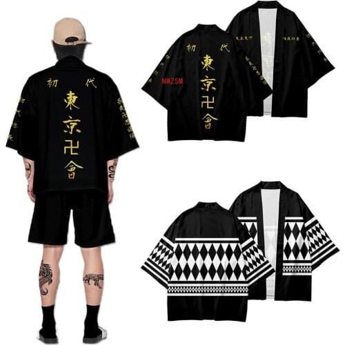 Anime Tokyo Revengers T-shirt Hanagaki Takemichi Ken Ryuguji Cloak Tops Jackets Draken Haori Ryuguuji Ken Mikey Kimono Coats Men